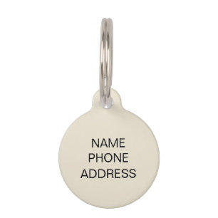 Simple Custom off white name monogram Info dog cat Pet Tag