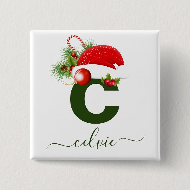 Simple Custom Personalised Monogram Christmas 15 Cm Square Badge (Front)
