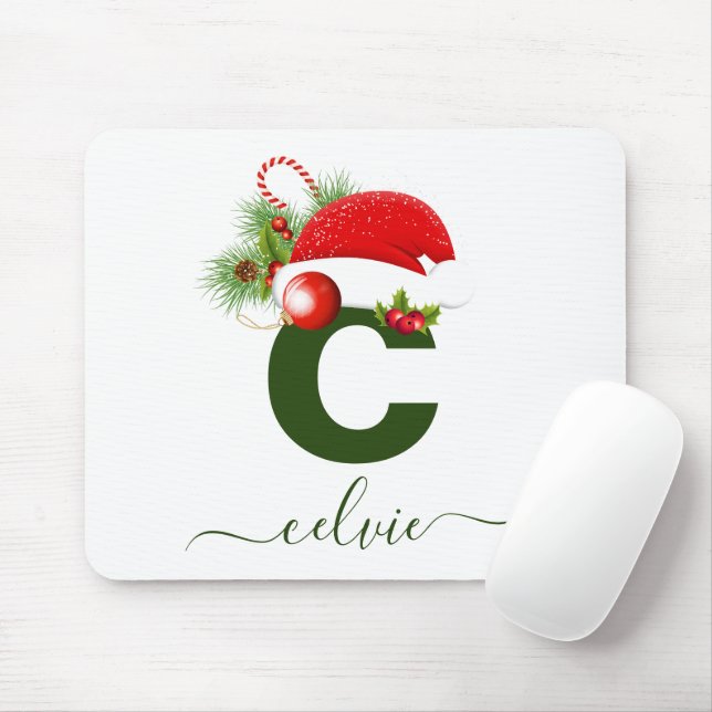 Simple Custom Personalised Monogram Christmas Mouse Mat (With Mouse)