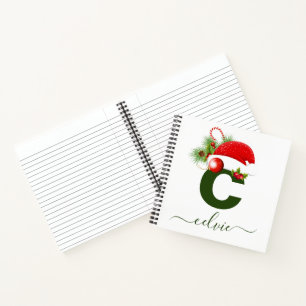 Simple Custom Personalised Monogram Christmas Notebook
