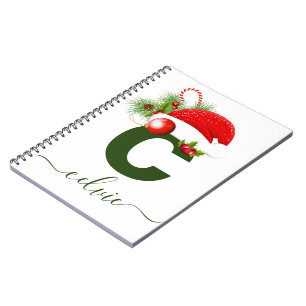 Simple Custom Personalised Monogram Christmas Notebook