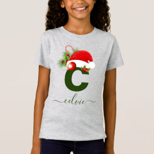 Simple Custom Personalised Monogram Christmas T-Shirt