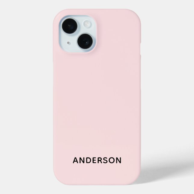 Simple Custom Personalized Pastel Pink Case-Mate iPhone Case (Back)