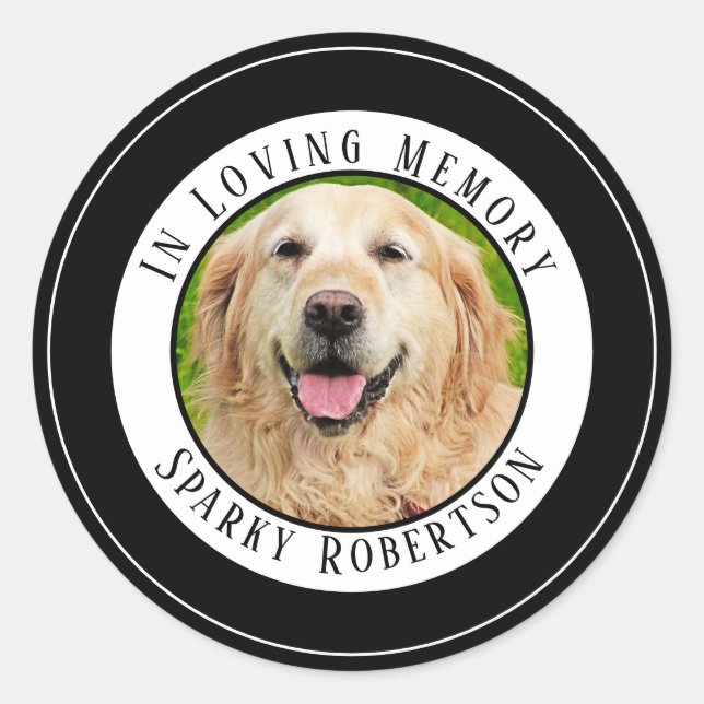 Simple Custom Pet Memorial Classic Round Sticker (Front)