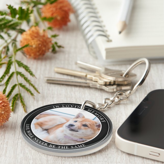 Simple Custom Pet Memorial Photo Key Ring (Front Right)