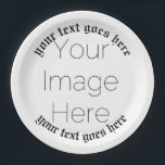 simple custom photo 1600s pirate historic Paper Plate<br><div class="desc">Simple Custom Photo Personalised paper party plate, ye old, pirate, renaissance fair style text Upload a photo, and easily create your personalised paper plate. with your text of pirate old 1700s historic ye old English style You can TRANSFER this DESIGN on other Zazzle products and adjust it to fit most...</div>