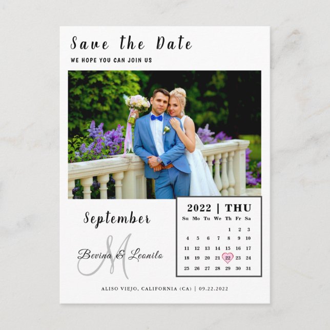 Simple Custom Photo Calendar  Save the date card (Front)