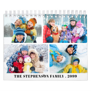 Simple Custom Photo Collage 4 Per Month Calendar