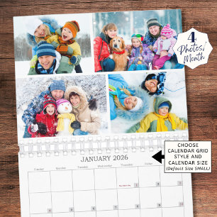 Simple Custom Photo Collage 4 Per Month Calendar