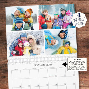 Simple Custom Photo Collage 4 Per Month Calendar