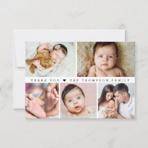 Simple Custom Photo Collage Baby Girl Shower Thank You Card