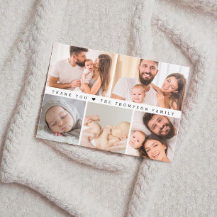 Simple Custom Photo Collage Baby Shower Thank You Card