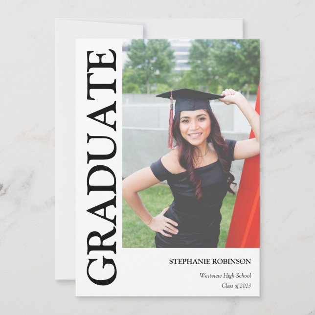 Simple Custom Photo Graduation  Announcement (Front)