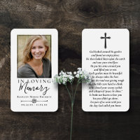 Simple Custom Photo Holy Cross Memorial Cards