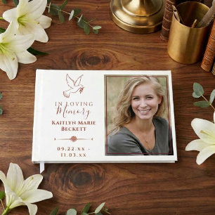Simple Custom Photo Holy Dove Memorial Guest Book