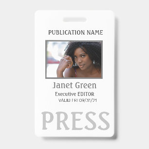 Simple Custom Photo ID Journalist Press Pass Badge