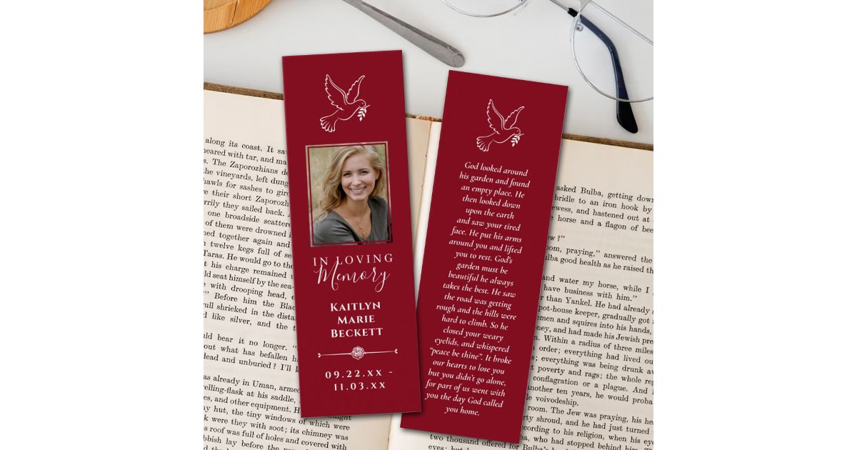 Simple Custom Photo Laminated Memorial Bookmarks Zazzle