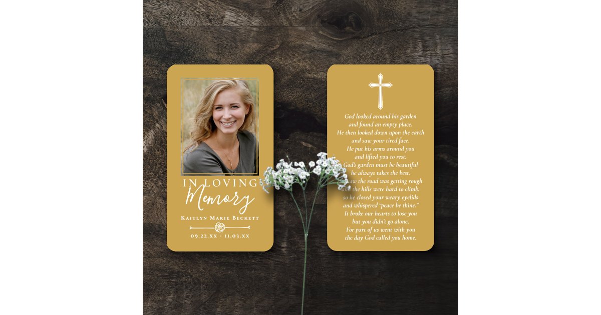Simple Custom Photo Laminated Memorial Cards Zazzle