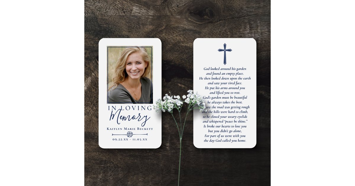 Simple Custom Photo Laminated Memorial Cards Zazzle