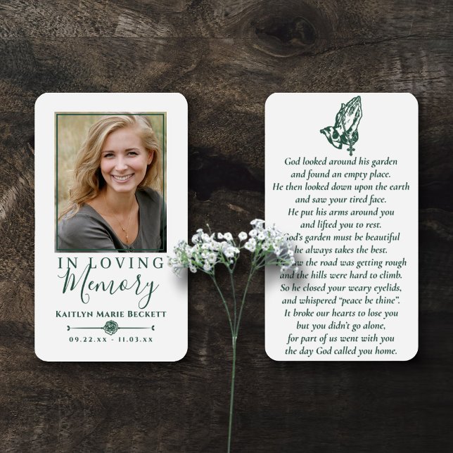 Simple Custom Photo Praying Hands Memorial Cards (Creator Uploaded)