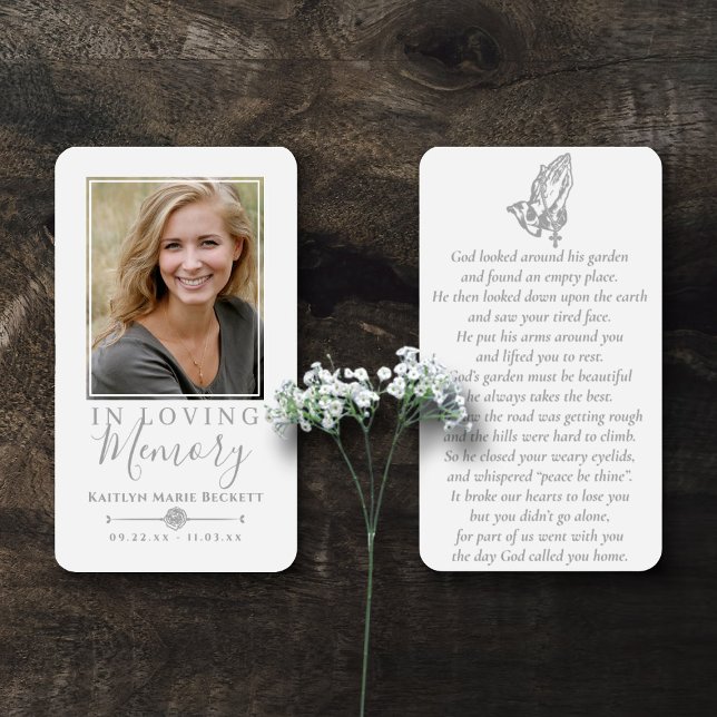 Simple Custom Photo Praying Hands Memorial Cards (Creator Uploaded)