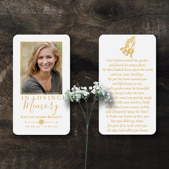 Simple Custom Photo Praying Hands Memorial Cards (Creator Uploaded)