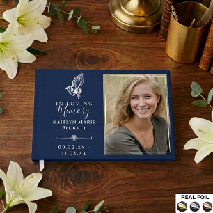 Simple Custom Photo Praying Hands Memorial Guest Book