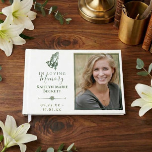 Simple Custom Photo Praying Hands Memorial Guest Book