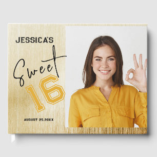 Simple Custom Photo Sweet Sixteen Birthday Guest Book
