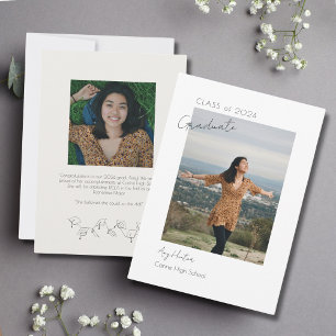 Simple Custom Photo Text Graduation Announcement