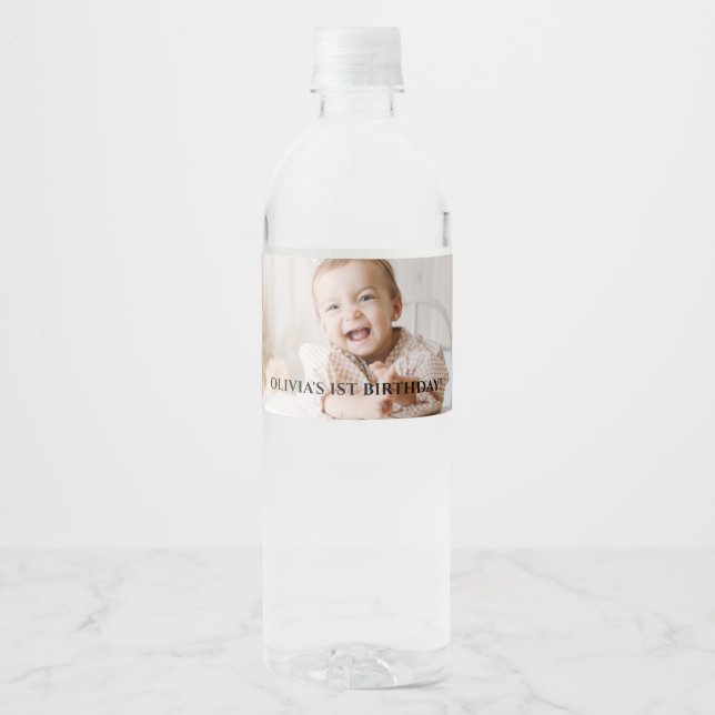 Simple Custom Photo Water Bottle Label (Front)