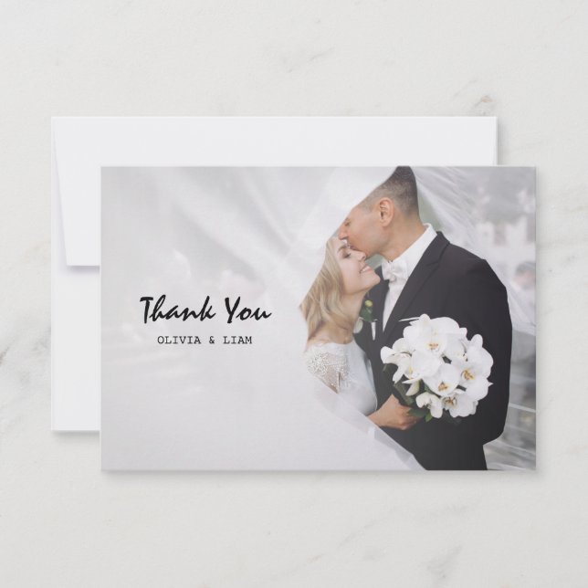 Simple Custom Photo Wedding Thank You Card (Front)