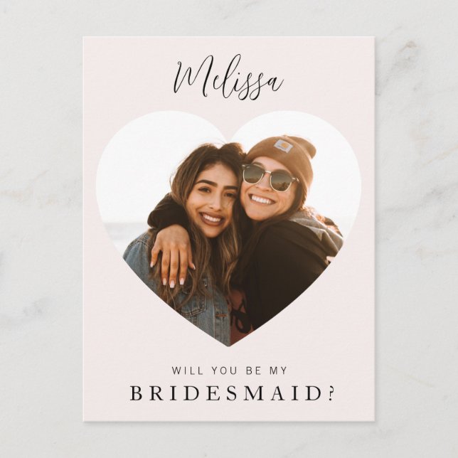 simple custom photo will you be my bridesmaid card (Front)