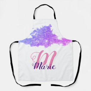 simple custom pink purple sparkle add you name let apron