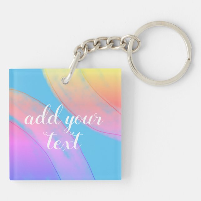 simple custom pink purple sparkle add you name let key ring (Back)