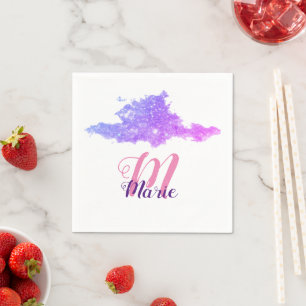 simple custom pink purple sparkle add you name let napkin