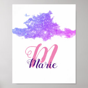 simple custom pink purple sparkle add you name let poster