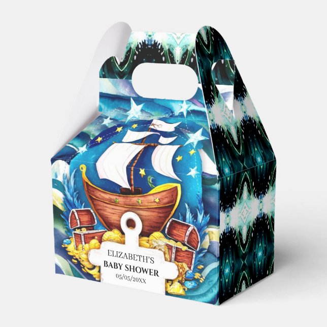 Simple Custom Pirate Baby Shower Favour Box (Front Side)