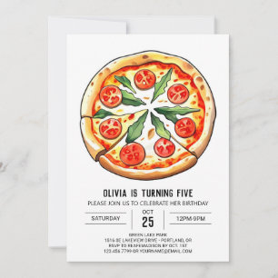 Simple Custom Pizza Birthday Invitation