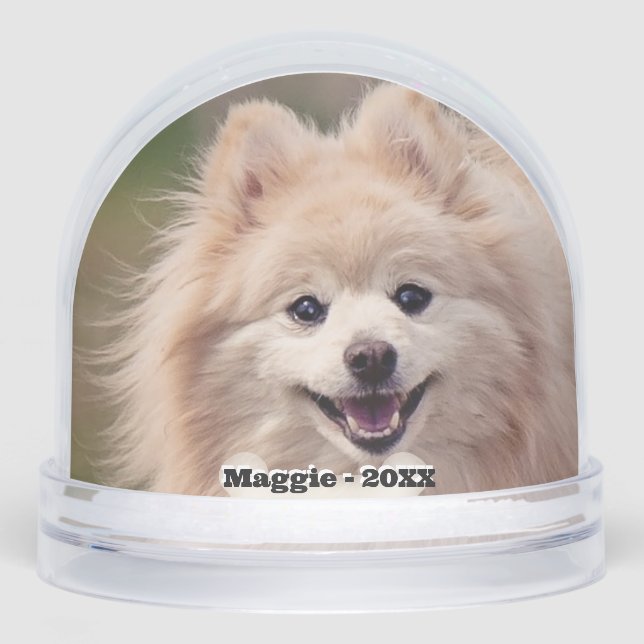 Simple Custom Pomeranian Dog Photo Snowglobe (Front)