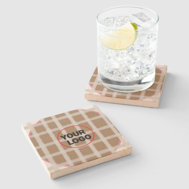 Simple custom QR code add you name logo Classic Ro Stone Coaster (Side)