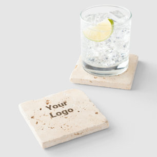 Simple custom QR code add you name logo Classic Ro Stone Coaster