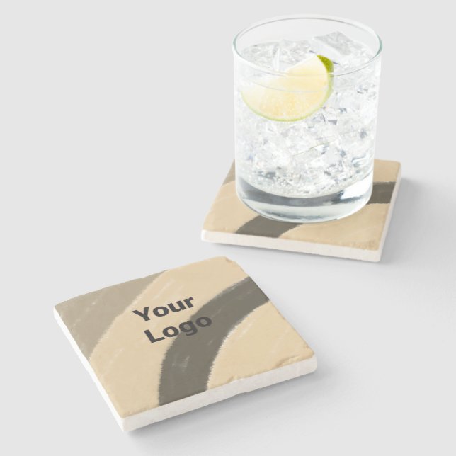 Simple custom QR code add you name logo Classic Ro Stone Coaster (Side)