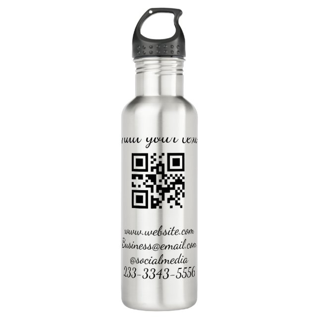 simple custom QR code add your name text  Classic  710 Ml Water Bottle (Front)