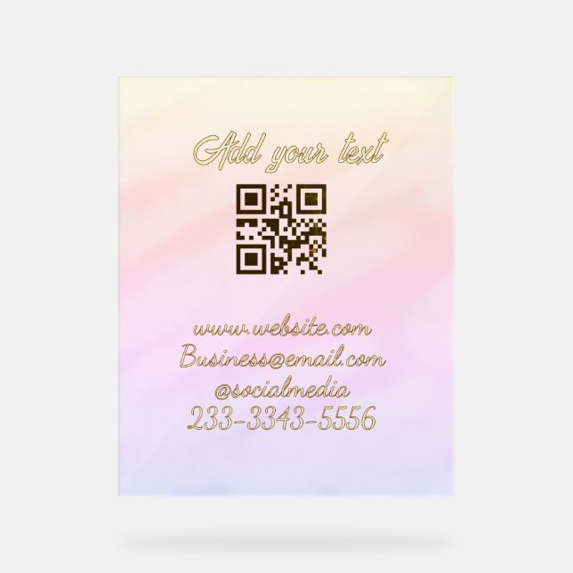 simple custom QR code add your name text  Classic  Acrylic Sign (Front)