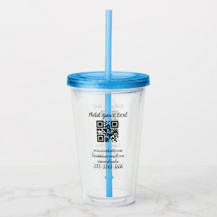 simple custom QR code add your name text  Classic  Acrylic Tumbler