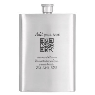 simple custom QR code add your name text  Classic  Hip Flask