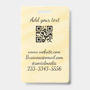 simple custom QR code add your name text Classic ID Badge