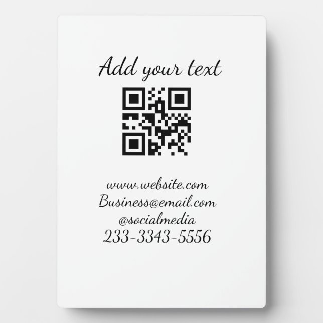 simple custom QR code add your name text  Classic  Plaque (Front)
