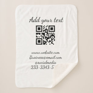 simple custom QR code add your name text Classic Sherpa Blanket